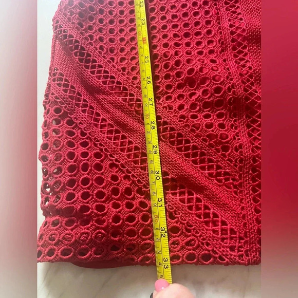 ASTR The Label Red Lace Long Sleeve Bodycon Dress Size Small - Picture 9 of 12